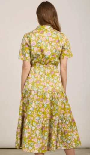 UNTUCKit Dresses*Mudflower Floral Shirt Dress Khaki