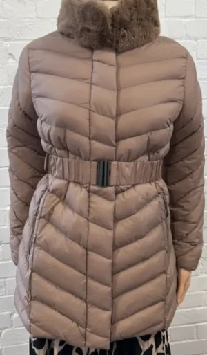 UNTUCKit Coats & Jackets*Mudflower Fur Collar Quilted Belted Jacket