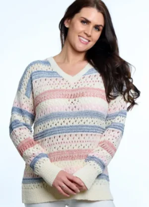 UNTUCKit Tops & Cardigans*Mudflower Needle Out  Stripe Jumper Pink