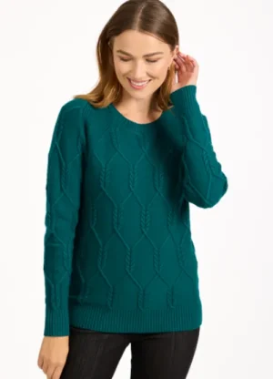 UNTUCKit Tops & Cardigans*Mudflower Wheat Cable Round Neck Jumper Green