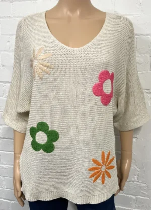 UNTUCKit Tops & Cardigans*My Italy By Sugar Crisp Flower Jumper Beige