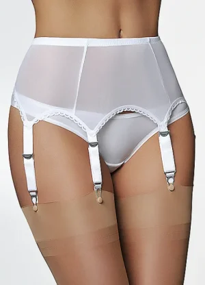 UNTUCKit Suspender Belts*Nylon Dreams 6 Strap Power Mesh Suspender Belt White