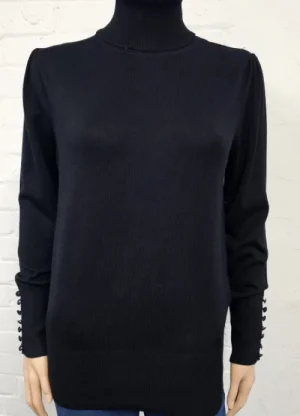 UNTUCKit Tops & Cardigans*Paramour Button Cuff Polo Neck Jumper Black