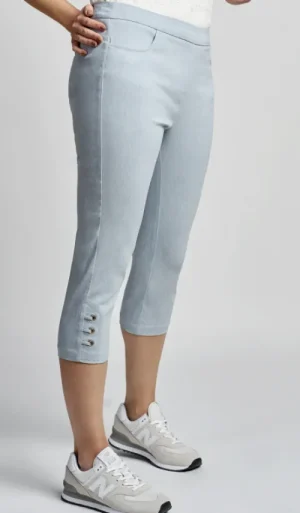 UNTUCKit Skirts & Trousers*Pinns Figure Sculpting Bengaline Crop Trousers Dusty Blue