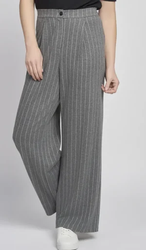 UNTUCKit Skirts & Trousers*Pinns Wide Leg Wool Touch /White Stripe Trousers Grey