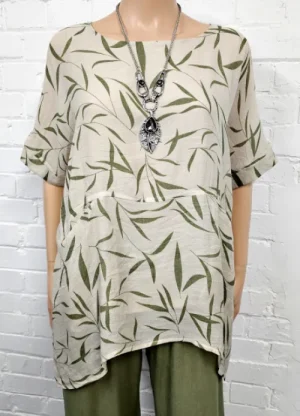 UNTUCKit Tops & Cardigans*Saloos Saloos Leaf Print Double Layer Top Stone