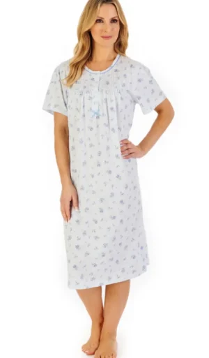 UNTUCKit Nightdresses*Slenderella Floral Burst Short Sleeve Nightdress Blue