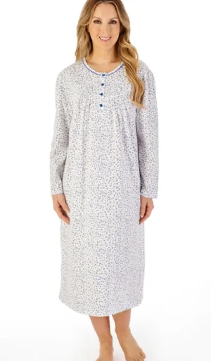 UNTUCKit Nightdresses*Slenderella Floral Print Long Sleeve Nightdress Blue