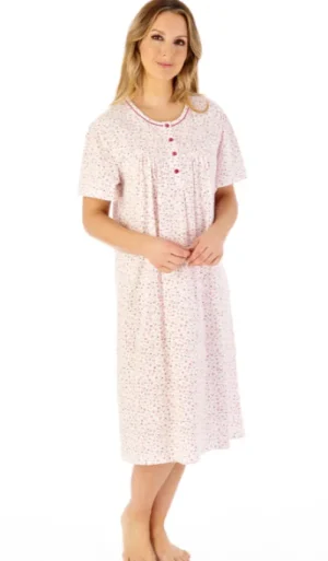 UNTUCKit Nightdresses*Slenderella Floral Short Sleeve Nightdress Pink