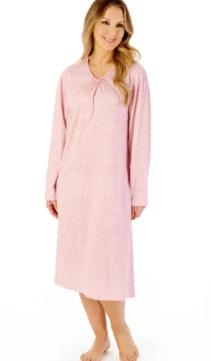 UNTUCKit Nightdresses*Slenderella Floral  V-Neck Long Sleeve Nightdress Pink