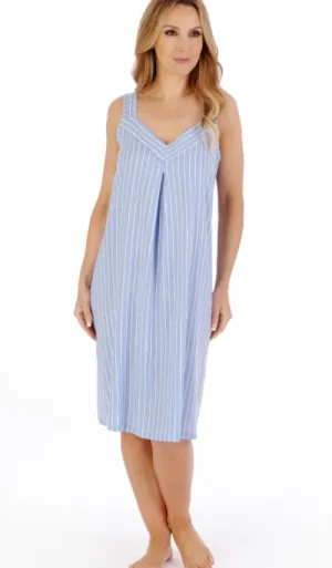 UNTUCKit Nightdresses*Slenderella Stripe Wide Strap Nightdress Blue