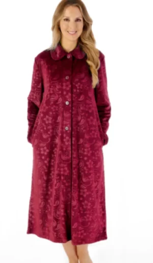 UNTUCKit Housecoats*Slenderella Super Soft Embossed Floral Print Button Housecoat