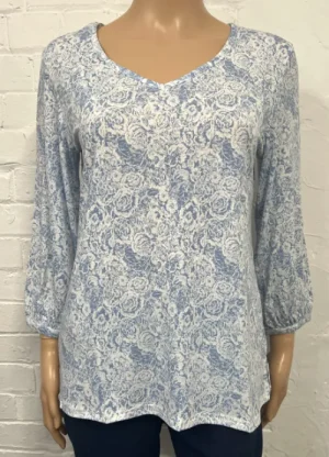 UNTUCKit Tops & Cardigans*Sugar Crisp Cornflower Floral V-Neck Top Blue
