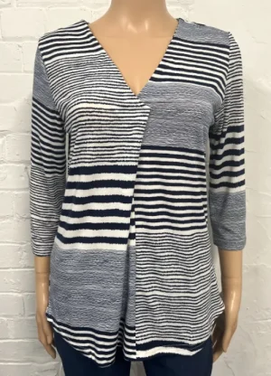 UNTUCKit Tops & Cardigans*Sugar Crisp Abstract Stripe V-Neck Top Navy