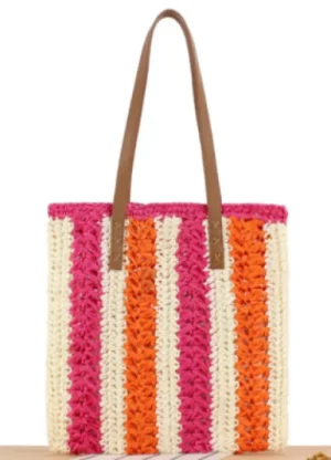 UNTUCKit Bags & Purses*Superbia Multi Colour Stripe Paper Straw Tote Bag