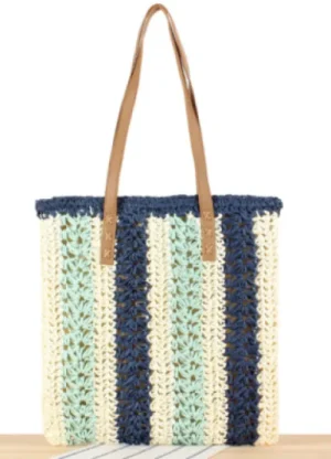 UNTUCKit Bags & Purses*Superbia Multi Colour Stripe Paper Straw Tote Bag
