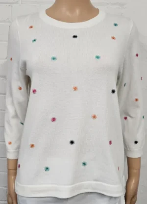 UNTUCKit Tops & Cardigans*Text Star Embroidered Jumper White