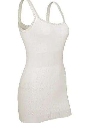 UNTUCKit Vests*White Swan Long French Neck Thermal Vest Ivory