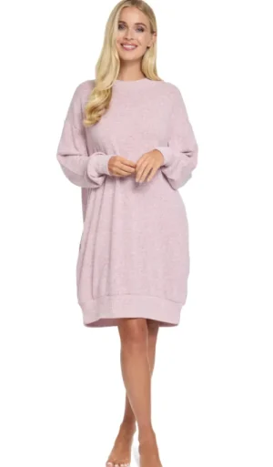 UNTUCKit Nightdresses*Wysteria Lane Cloudknit Super Soft Long Sleeve Lounge Nightdress Pink